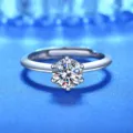 Eleganter S925 Sterling Silber Moissanite Ring mit klassischem sechs-Krappen Design. - 1 ct / Stil 5 (Klassische Sechser-Krappenfassung)