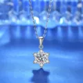 Elegante Silber Moissanit Schneeflocke Halskette Schlüsselbeinkette Damen Geschenk - 925er Silber / Weißgold Ein Karat