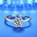Silberne Moissanit Ring Variante, verstellbarer offener Ring mit edlem Solitär-Design. - Stil 11 (Einfache Sechser-Krappenfassung)