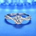 S925 Silber Moissanit Ring Verstellbar Gekreuzt Zirkonia Glänzend Damen Schmuck - Stil 6 (Crossover Mikropflaster)