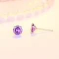 Vierkraken Silber Ohrstecker mit lila Zirkonia, S925 Silber Nadel, elegantes und schlichtes Design. - 3mm / Lila