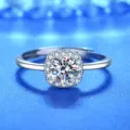 S925 Sterling Silber Moissanit Ring für Damen, klassisches Kissen-Halo-Design, verstellbar. - Stil 8 (Kissen Halo)