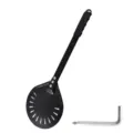 Pala para pizza de acero inoxidable con mango negro, diseño de gota hueca para hornear pro. - Acero inoxidable 430 lacado 23 cm con mango de aleación de aluminio y tapa de PP