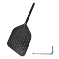 12 inch perforated pizza peel black aluminum pizza shovel with detachable long handle tools - Lacquered Aluminum Pizza Peel with Aluminum Handle and Box