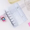 A7 Clear Holographic Star 6-Ring Binder Notebook Cover PVC Planner Shell DIY Cute - Silver