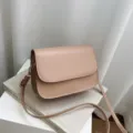 Minimalist solid color women crossbody bag casual elegant shoulder PU leather fashion handbag - Khaki