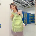 Sac à dos étudiant vert clair grande capacité pour voyage et loisirs quotidiens. - Avec Pendentif / Vert