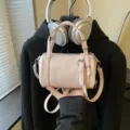 Chic pink cylindrical pillow bag, trendy women crossbody single shoulder bag for spring. - Pink Without Pendant