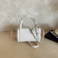 White minimalist pillow shoulder bag for women, stylish crossbody handbag daily wear. - Beige Without Pendant