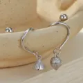 S925 Sterlingsilber Spirale Ohrringe Hängend Süß Blume Charm Ohrstecker Schmuck Geschenk - Schlichtes Silber Lotus / 925 Sterling Silber (Weissgold Beschichtet)