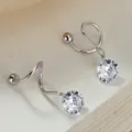 S925 Silber S-Förmige Spirale Zirkon Ohrringe Minimalistisch Elegante Hängende Schmuck - Runder Strass / 925 Sterling Silber (Weissgold Beschichtet)