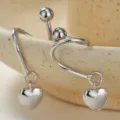 Elegante Spiral Ohrringe aus Sterlingsilber mit Herz Anhänger für Damen feiner Ohrschmuck Stil. - Flaches Herz Schlichtes Silber / 925 Sterling Silber (Weissgold Beschichtet)