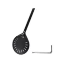 Black perforated pizza peel with long handle, stainless steel baking spatula tool for kitchen. - 30 Painted Stainless Steel 20cm + Aluminum Alloy Handle