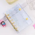 Jolie couverture de classeur transparent étoile laser A7 6 anneaux DIY journal - Jaune