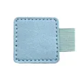 Selbstklebender lederner Stifthalter für Notizbuch, minimalistischer Gummistiftclip. - Quadratisch / Azurblau