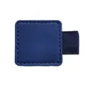 Dunkelblauer PU-Leder Stiftehalter selbstklebend mit Gummiband für Notizbuch Tagebuch. - Quadratisch / Meeresblau
