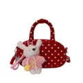Sac à main bowling rouge à pois de style coréen avec charmante peluche de lapin. - Avec Pendentif / Rouge
