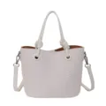 Sac seau tissé pour femmes sac à main élégant en cuir PU sac bandoulière blanc polyvalent - Blanc