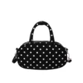 Black and white polka dot bowling handbag, stylish shoulder bag for women daily wear. - No Pendant / Black