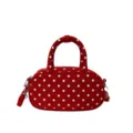 Korean style red polka dot bowling shoulder bag cute sweet handbag with top handle - No Pendant / Red