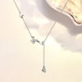 Elegante silberne Schmetterling Quaste Halskette mit Zirkon Anhänger für Damen Schmuck. - 925er Silber / Weißgold