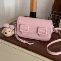 Sac bandoulière rose avec charm chiot mignon, sac à main tendance en cuir PU pour femme chic - Avec Pendentif / Rose