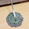 Fregona de algodón húmeda y seca autoescurrible sin manos con mango de metal resistente. - Gris