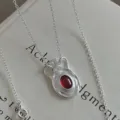 Collana con Pendente Bottiglia d'Acqua Pietra Rossa Vintage in Argento Sterling S925 Coreano - Stile Bottiglia d'Acqua (XLT287) / Argento 925
