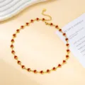 Vergoldete Edelstahl rote Herz Kette, trendiger süßer Stil Schmuck Detailansicht Aufnahme. - Halskette / Rot
