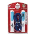Electronic counting jump rope with 5mm steel wire and clear LCD display for training. - Blue