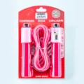 Pink counting jump rope with electronic counter and sponge handle for student fitness exams. - Red