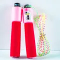 Corde à sauter avec poignée rose et rouge, compteur mécanique et corde tressée colorée pour le sport. - 6132 Corde torsadée avec compteur - Rouge