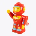 Roboter Handkurbel Anspitzer, süßer rot-gelber Cartoon Bleistiftspitzer für Schüler. - Roter Roboter
