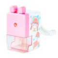 Süßer rosa Hand-Bleistiftspitzer mit Kurbel und niedlichem Cartoon-Wassermelonen-Muster. - Rosa Melonen-Eindruck