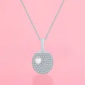 S925 Silber Tischtennis Schläger Halskette mit Perle und funkelnden Zirkonia für Sportfans. - 925 Silber 40+5cm Kette / Strass Platin Klein