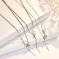S925 Sterling Silver Adjustable Slider Chain Multi-Style Box Bead Necklace Variant - Size 30 Cable Chain 45cm (Approx. 1.20g) / White Gold