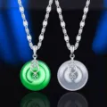 S925 Silber Sicherheitschnalle Anhänger Halskette Grün Weiß Chalzedon Modeschmuck - Anhänger Ohne Kette (Stil 1 Pingan Schnalle 20mm) / 925 Silber (Weißer Chalcedon)