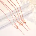 S925 sterling silver rose gold versatile adjustable necklace box chain cross bead chain jewelry - Size 30 Cable Chain 45cm (Approx. 1.20g) / Rose Gold
