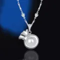 Silver lucky bag chalcedony necklace variant, elegant vintage style pendant for women. - White Chalcedony Lucky Bag Pendant Only (Without Chain) / 925 Silver