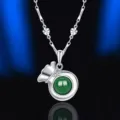 S925 sterling silver retro green agate lucky bag pendant necklace fashion jewelry - Green Chalcedony Lucky Bag Pendant Only (Without Chain) / 925 Silver