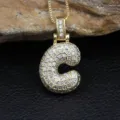 Collier pendentif lettre C en or avec des pierres étincelantes, chaîne clavicule rétro élégante. - Collier Lettre C Strass