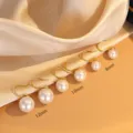 Perlen Ohrhaken S925 Silber weiße Perle Modell Variante 8mm 10mm 12mm Größenoptionen - Gold Weiß Perle / 10mm