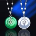 S925 Silber Jadeite Sicherheits Schnalle Anhanger Halskette Gruen Weiss Edelstein Schmuck - Anhänger Ohne Kette (Stil 5 Pingan Schnalle 20mm)