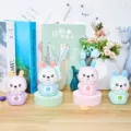 Süßer Kaninchen manueller Bleistiftspitzer Desktop Cartoon Schreibwaren Set 4St - Kleiner Hase Standard-Farbmischung