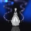 Elegante silberne Tropfen Achat Anhänger Halskette für Damen, stilvoller Edelsteinschmuck. - Stil 1 Weißer Chalcedon Anhänger Ohne Kette / 925er Silber
