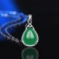 Elegante grüne Achat Chalcedon Tropfen Anhänger Halskette aus S925 Sterlingsilber für Damen. - Stil 2 Grüner Chalcedon Anhänger Ohne Kette / 925er Silber