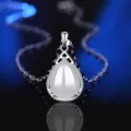 Wunderschöner Tropfen weißer Achat Chalcedon Anhänger Halskette in s925 Silber für Damen. - Stil 2 Weißer Chalcedon Anhänger Ohne Kette / 925er Silber