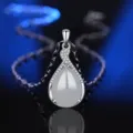 Elegante weisse Chalcedon Wassertropfen Sterling Silber Halskette fuer Damen Mode - Stil 4 Weißer Chalcedon Anhänger Ohne Kette / 925er Silber