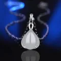S925 Sterling Silber Weißer Achat Tropfen Anhänger Halskette Elegante Mode Schmuck - Stil 5 Weißer Chalcedon Anhänger Ohne Kette / 925er Silber