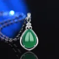 Grüner Achat Chalzedon Tropfen Anhänger S925 Sterlingsilber Halskette Auswahl - Stil 6 Grüner Chalcedon Anhänger Ohne Kette / 925er Silber